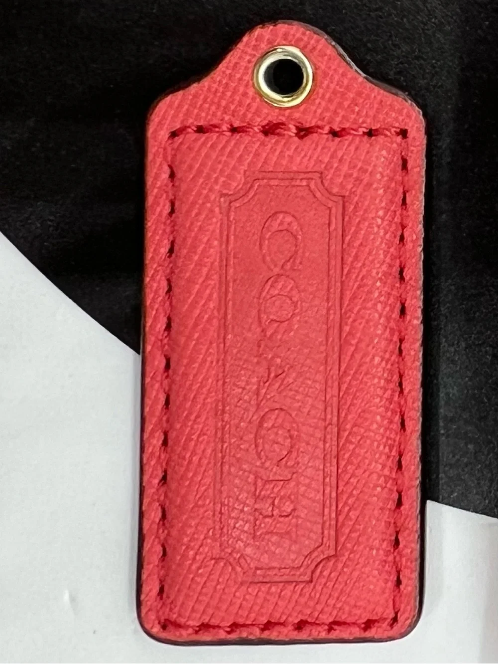COACH Coral Pink Crossgrain Leather Replacement Hangtag Bag Charm